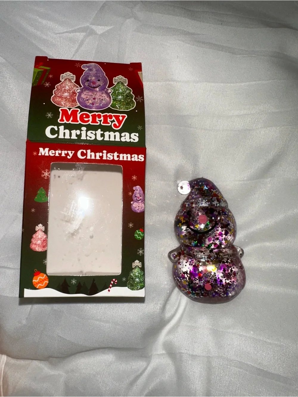 Merry Christmas Glitter Snowman sugar squishy - Purple